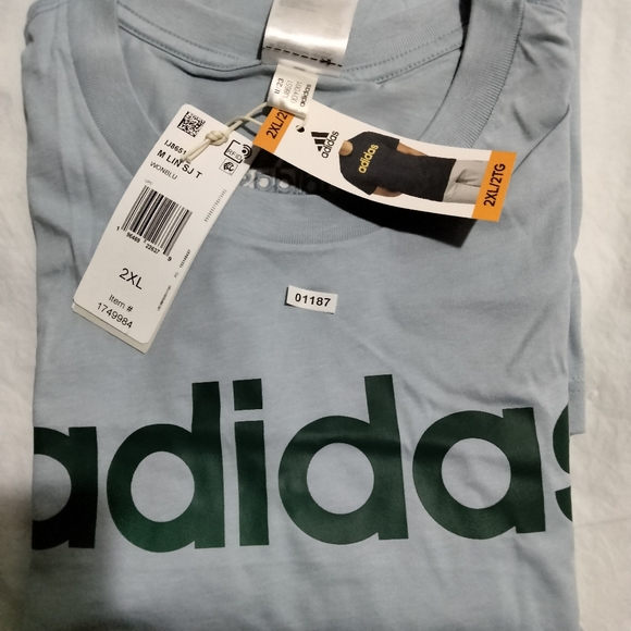 adidas Men's Essentials Single Jersey Linear Front Logo Tee Blue IJ8651 2XL - Picture 7 of 7